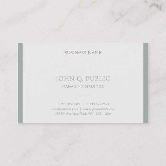 Carte De Visite Moderne Professionnel Simple Design Modèle vert (Dos)