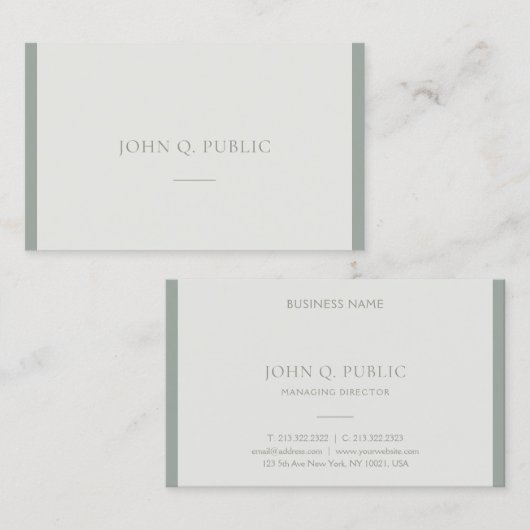 Carte De Visite Moderne Professionnel Simple Design Modèle vert (Devant / Derrière)