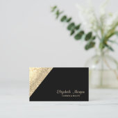 Carte De Visite Moderne Professionnel Simple, Gliterie, Noir (Debout devant)