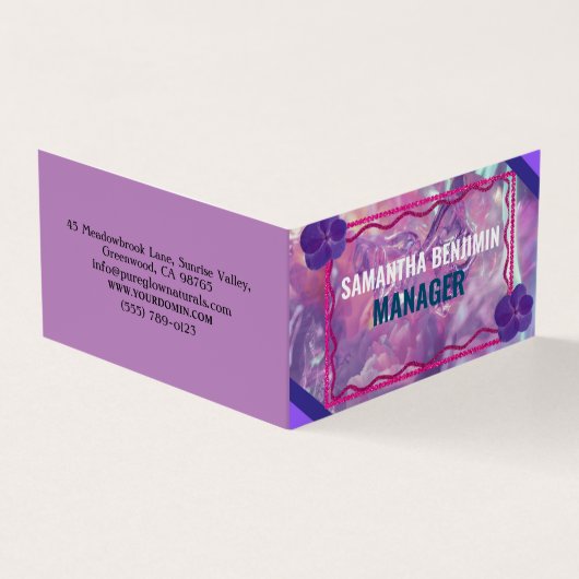 Carte De Visite Moderne professionnel tendance violet rose élégant (Extérieur)