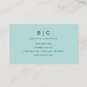 Carte De Visite Moderne Professionnel Turquoise Élégant minimalist (Dos)
