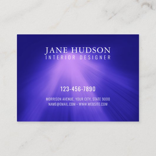 Carte De Visite Moderne propre Design élégant rose clair sur bleu (Dos)