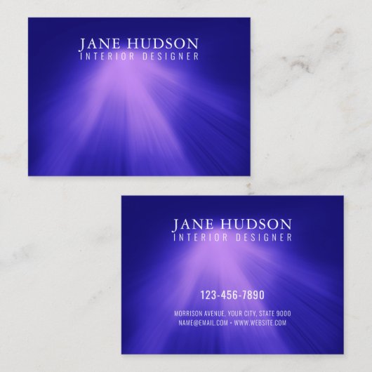 Carte De Visite Moderne propre Design élégant rose clair sur bleu (Devant / Derrière)