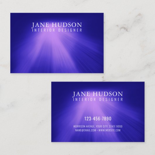 Carte De Visite Moderne propre Design élégant rose clair sur bleu (Devant / Derrière)