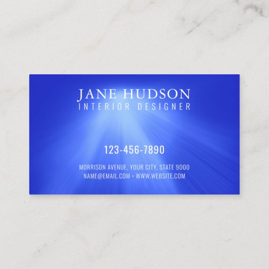 Carte De Visite Moderne Propre Élégant Design Bleu Lumière Luxueux (Dos)
