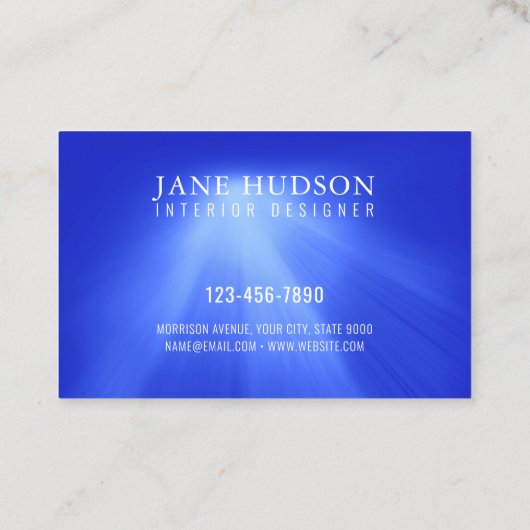 Carte De Visite Moderne Propre Élégant Design Bleu Lumière Luxueux (Dos)