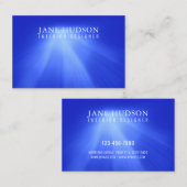 Carte De Visite Moderne Propre Élégant Design Bleu Lumière Luxueux (Devant / Derrière)