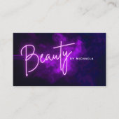 Carte De Visite Moderne Purple Neon & Smoke Nail Technician (Devant)