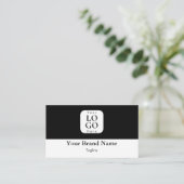 Carte de visite moderne QR Code noir et blanc (Debout devant)