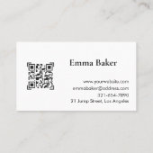 Carte de visite moderne QR Code noir et blanc (Dos)