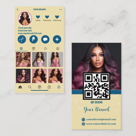 Carte de visite moderne QR Code photo Collage (Devant / Derrière)