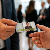 Carte de visite Moderne QR Code Photo Vert Olive