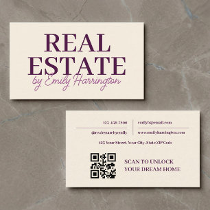 Carte de visite moderne QR Code Plum Agent immobil
