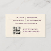 Carte de visite moderne QR Code Plum Agent immobil (Dos)