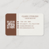 Carte de visite moderne QR Code pour agent immobil (Dos)