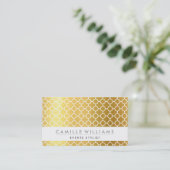 Carte De Visite MODERNE QUATREFOIL motif MAROCAIN feuille d'or (Debout devant)