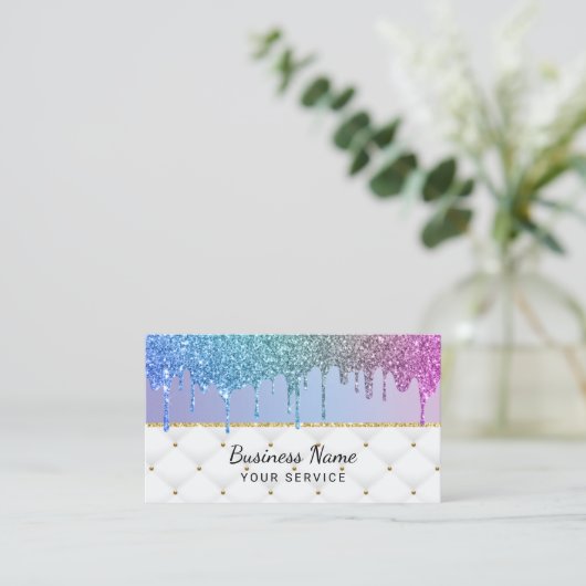 Carte De Visite Moderne Rainbow Unicorn Parties scintillant Drives (Debout devant)