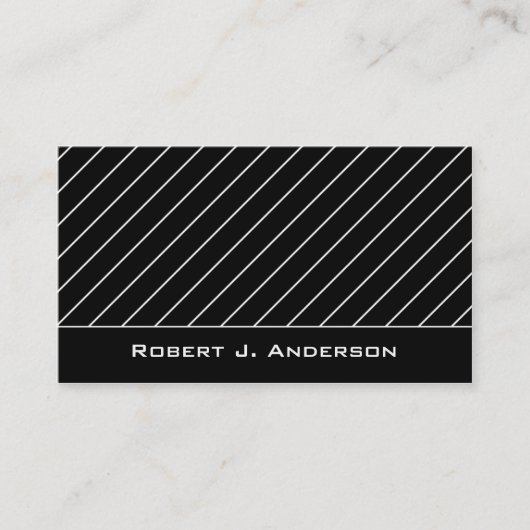 Carte de visite : : Moderne rayé blanc et noir (Devant)