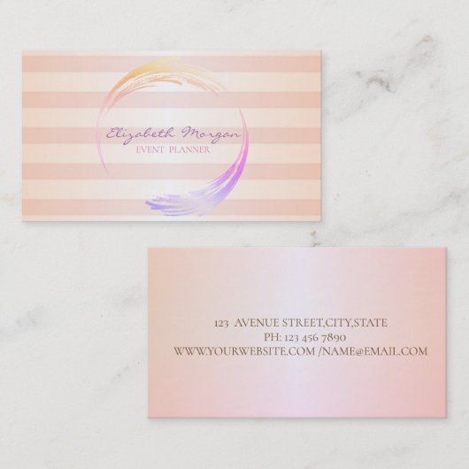 Carte De Visite Moderne rayé de style (Devant / Derrière)