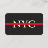 Carte De Visite Moderne Red Line Pompier Monogramme gris foncé (Devant)