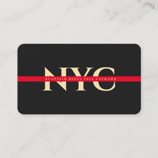 Carte De Visite Moderne Red Line Pompier Monogramme gris foncé (Devant)