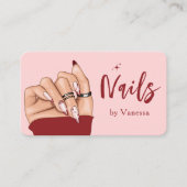 Carte De Visite Moderne Red Nail Technicien Blush Nails Art Salon (Devant)