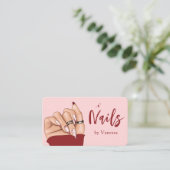 Carte De Visite Moderne Red Nail Technicien Blush Nails Art Salon (Debout devant)