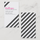 Carte De Visite MODERNE RETRO bold diagonale rayé gris charbon (Devant / Derrière)