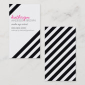 Carte De Visite MODERNE RETRO bold diagonale rayé noir blanc (Devant / Derrière)