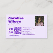 Carte De Visite Moderne Retro Indigo Professional Photo Code QR (Dos)