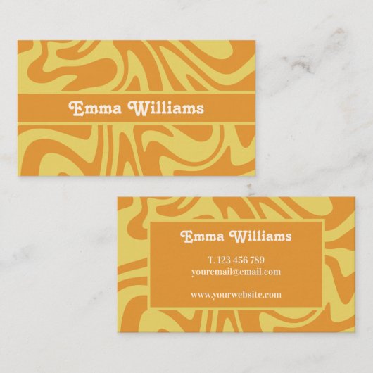 Carte de visite moderne rétro jaune orange (Devant / Derrière)