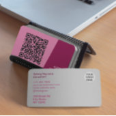 Carte de visite moderne rose avec code QR