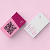 Carte de visite moderne rose avec code QR