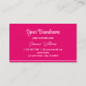 Carte De Visite Moderne rose blanc rayures Professionnel et élégan (Dos)