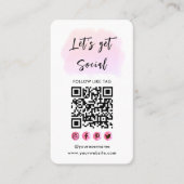 Carte De Visite Moderne rose Connectez-vous avec nous QR Code Médi (Devant)