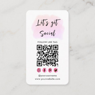 Carte De Visite Moderne rose Connectez-vous avec nous QR Code Médi