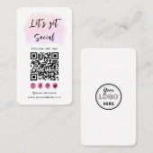 Carte De Visite Moderne rose Connectez-vous avec nous QR Code Médi (Devant / Derrière)