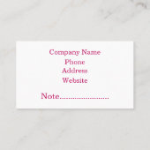 Carte De Visite Moderne rose Customisé Personnalisé (Dos)