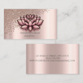 Carte De Visite Moderne Rose élégant Diamants d'or Lotus (Devant / Derrière)