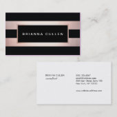 Carte De Visite Moderne Rose élégant Gold Black Stripes (Devant / Derrière)