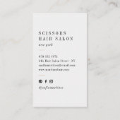 Carte De Visite Moderne rose en feuille d'or styliste ciseaux logo (Dos)