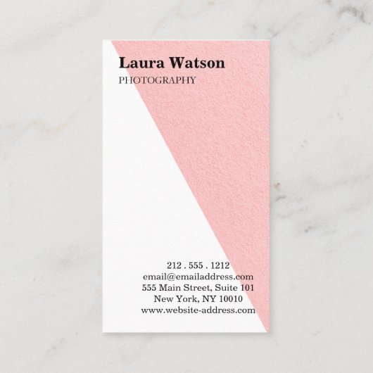 Carte De Visite Moderne rose et blanc Unique Personnalisable (Dos)