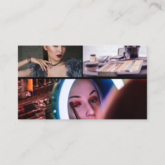 Carte De Visite Moderne rose et dos 4 Photos Script Monogramme (Dos)