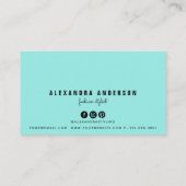 Carte de visite moderne rose et vert menthe (Dos)