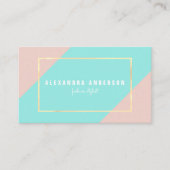 Carte de visite moderne rose et vert menthe (Devant)