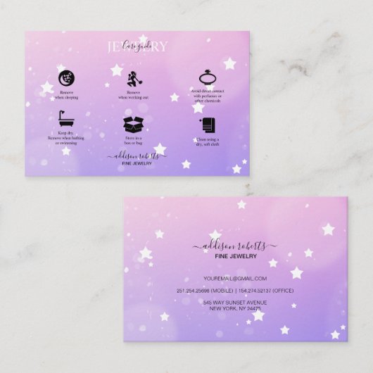 Carte De Visite Moderne Rose Girly Gradient Bijoux Affaires C (Devant / Derrière)