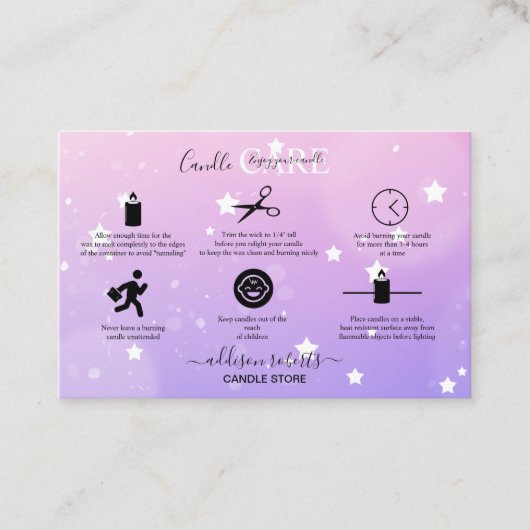 Carte De Visite Moderne Rose Girly Gradient Candem Care Business C (Devant)