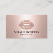 Carte De Visite Moderne Rose Gold Lips Beauté Salon maquillage Art (Devant)