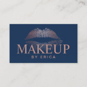 Carte De Visite Moderne Rose Gold Lips Marine Blue Maquillage Arti (Devant)