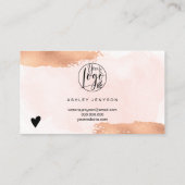 Carte De Visite Moderne rose or brosse rose logo commander merci (Dos)